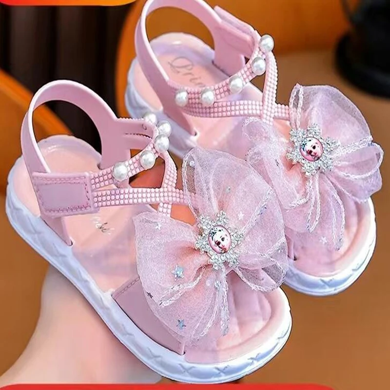 

Fashion Summer Girls Sandals Princess Kids Cartoon Frozen Elsa Student Beach Shoes Children Toddler Kids Non Slip Slippers 20-33