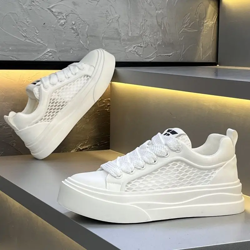 

Мужские туфли для доски, летние повседневные туфли на плоской подошве с дышащей полой сеткой, спортивные туфли для доски, легкая повседневная обувь для скейтборда