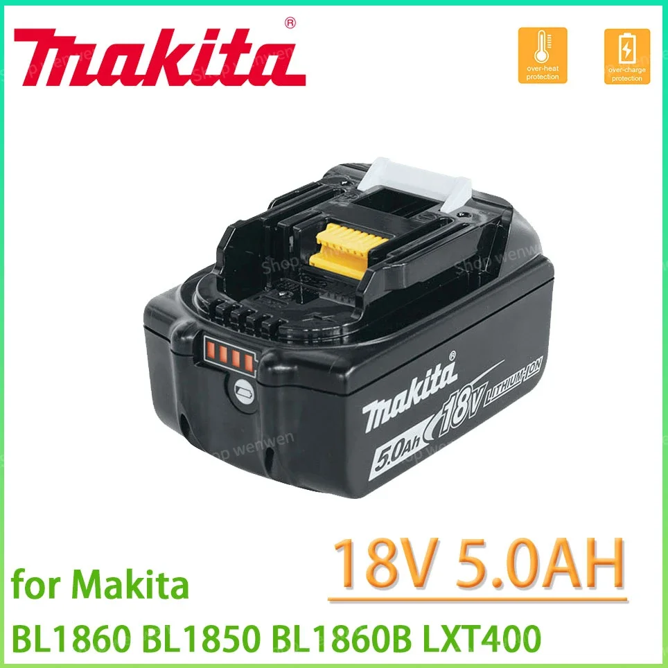 

Makita Original 18V 5000MAH 5.0AH Rechargeable Power Tool Battery LED Lithium Ion Replacement LXT BL1860B BL1860 BL1850