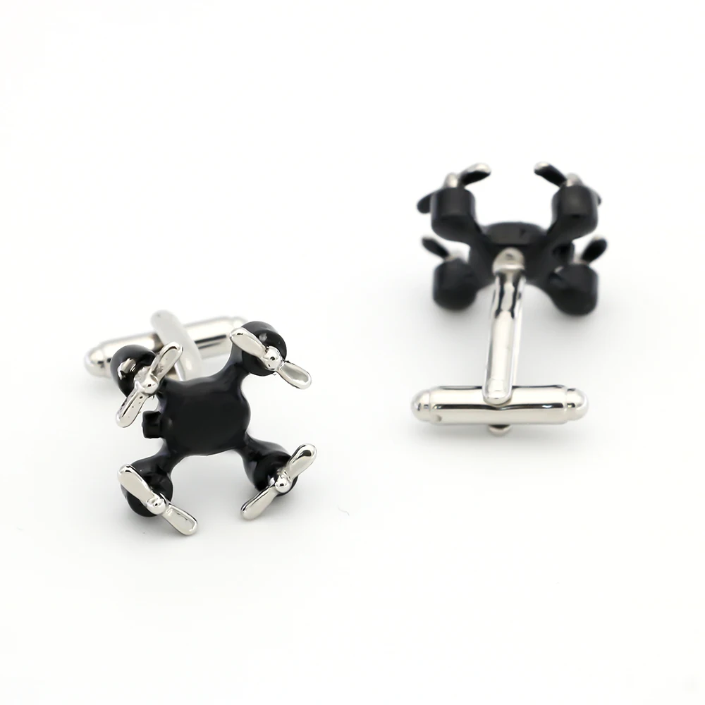 Unmanned Drone Cuff Links For Men UAV Design Quality Brass Material Black Color Cufflinks Wholesale&retail