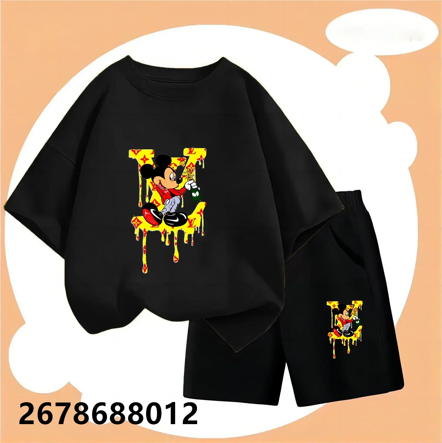 Summer Children Newest Style Cross Letter Pattern Printed T Shirt Suits Fashion Casual Style O-Neck Short Sleeved+Shorts Sets