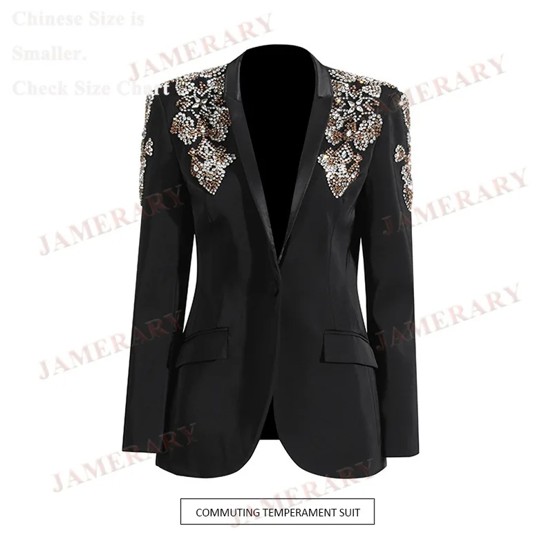 Blazer formali di lusso leggero da donna con diamanti in cristallo primavera autunno cappotti giacca da ufficio blazer da donna