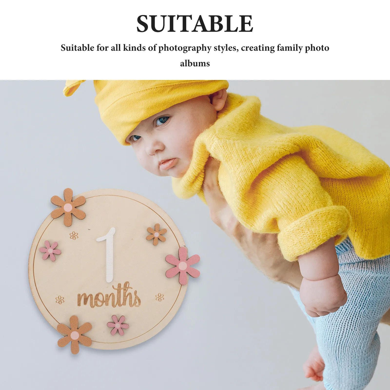 Baby Monthly Milestone Cards 12 Pieces Infant Growth Month Markers Photo Props Newborn Memory Gifts Baby Photography Supplies