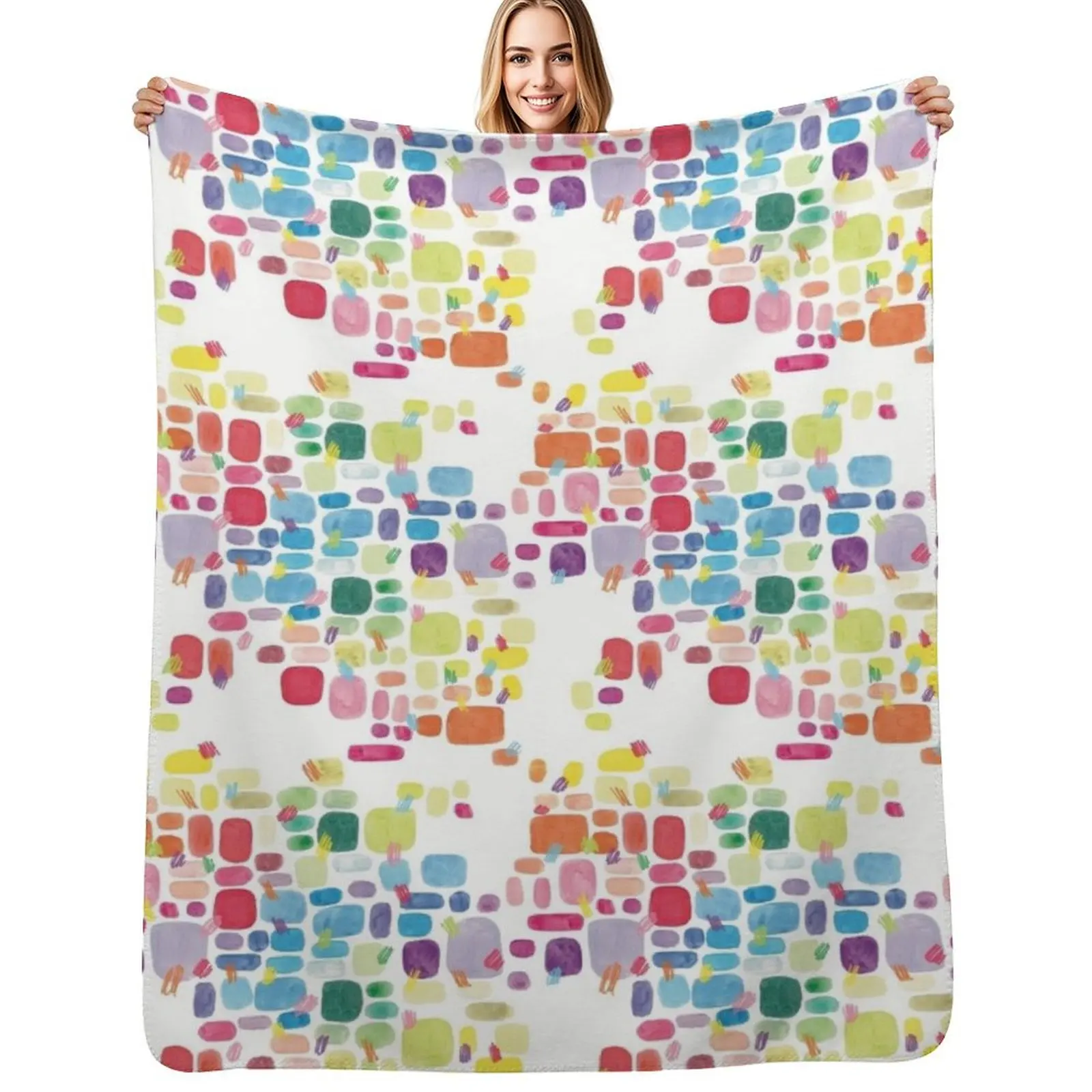 

Abstract Colourful Paint Swatches and Pencil Scribbles Throw Blanket Loose For Sofa Thin Decorative Sofa Blanket