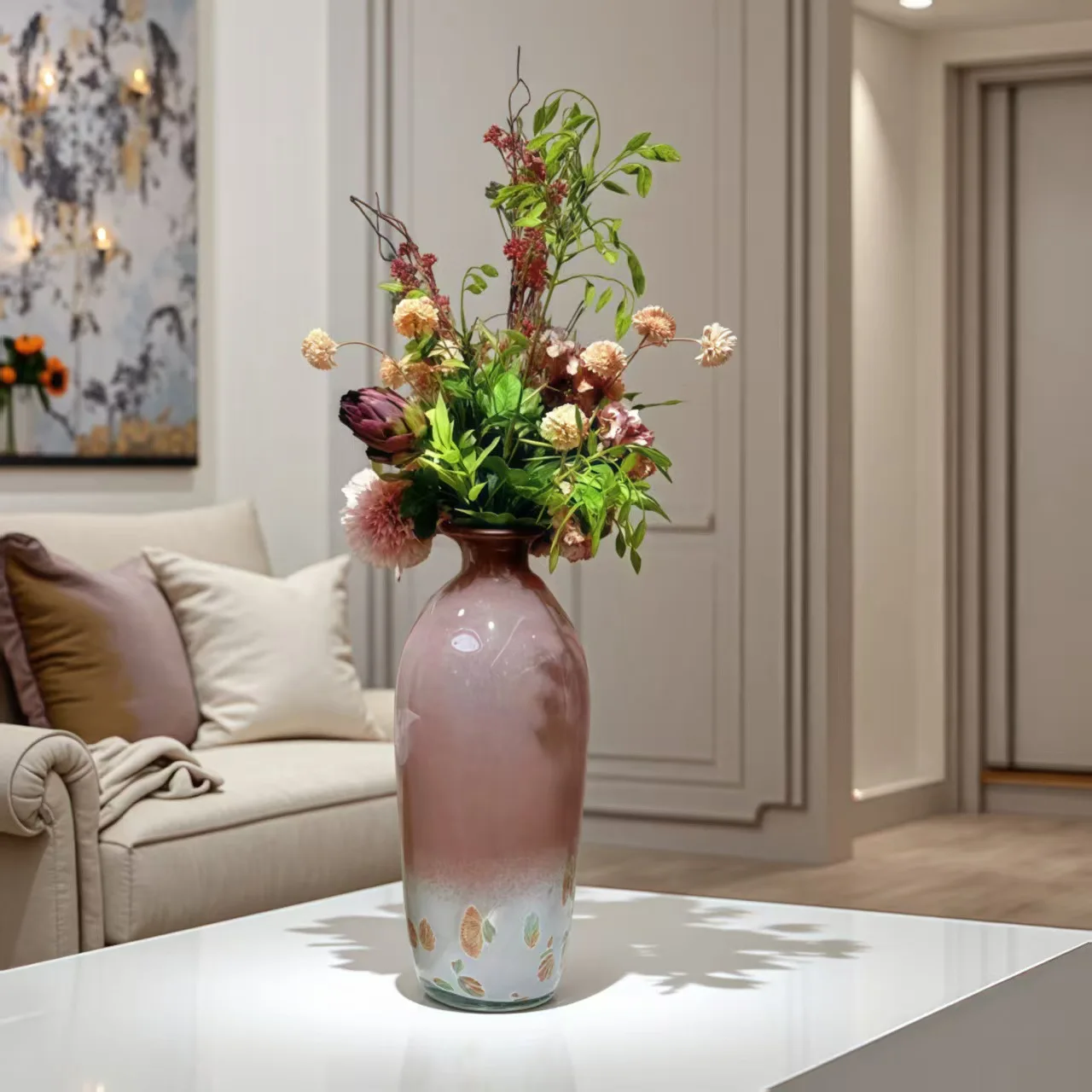 HP Super beautiful gentle antique style gradual change color point glazed vase advanced sense living room table flower utensils