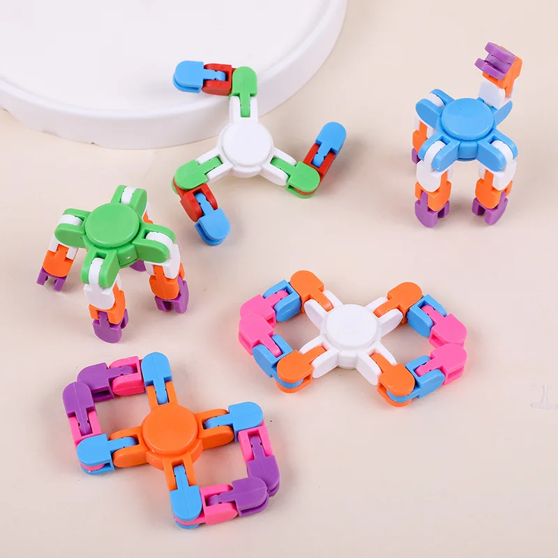 2 Pcs Creative Variety Chain Fingertip Gyro Toys Children's Leisure Stress Relieving Toys Fingertip Deformation Gyro Chain Toys