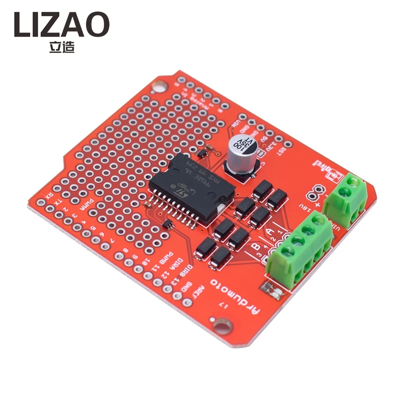 LIZAO L298P Motor Drive Module Dual Channel DC Control Shield Universal Expansion Board for MCU Development
