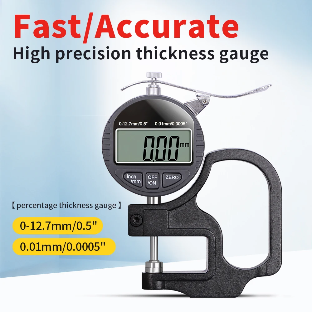 Electronic Thickness Gauge 0.01/0.001mm 12.7mm LCD Screen Digital Micrometer Thickness Meter Gauge Micrometro Measuring Tool