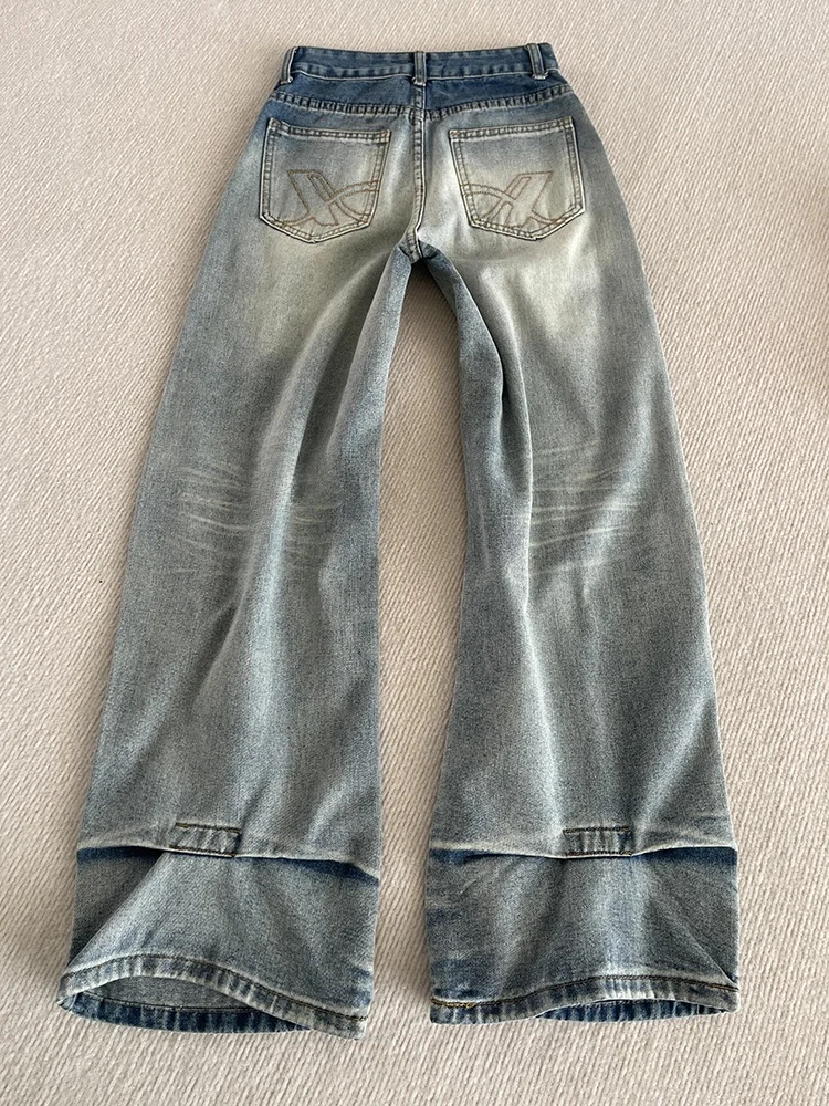 

Винтажные американские джинсы-клеш с прямыми штанинами для мужчин и женщин, свободный крой, широкие штанины, ретро, повседневные джинсы