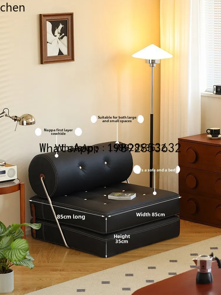LYY أريكة سرير واحدة قابلة للطي كسول كتلة التوفو وحدة شقة صغيرة غرفة المعيشة أريكة جلدية حقيقية