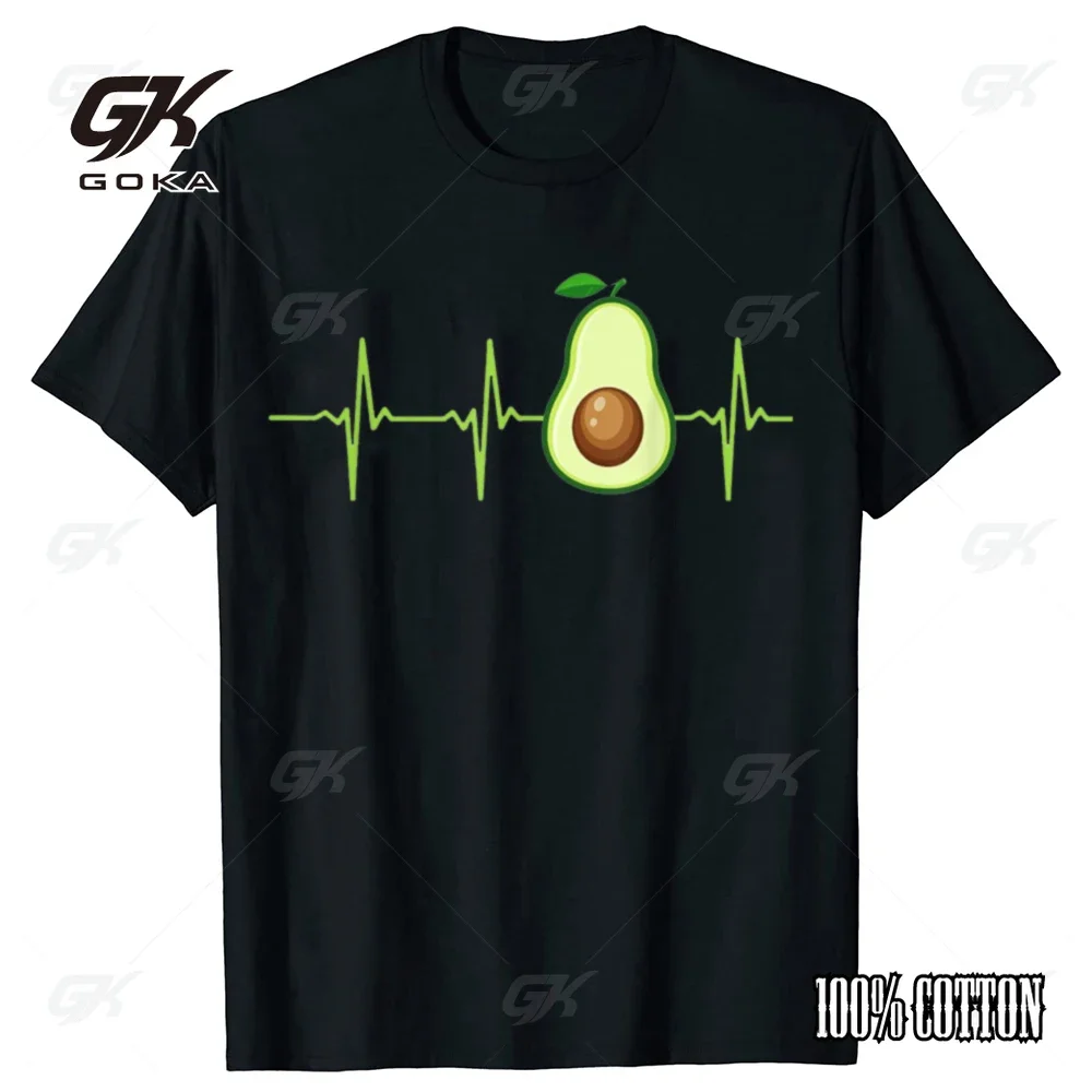 Camisetas veganas divertidas con latido del corazón de aguacate para hombres y mujeres, ropa informal de algodón con gráfico de estilo veraniego, camiseta de manga corta para regalos de cumpleaños