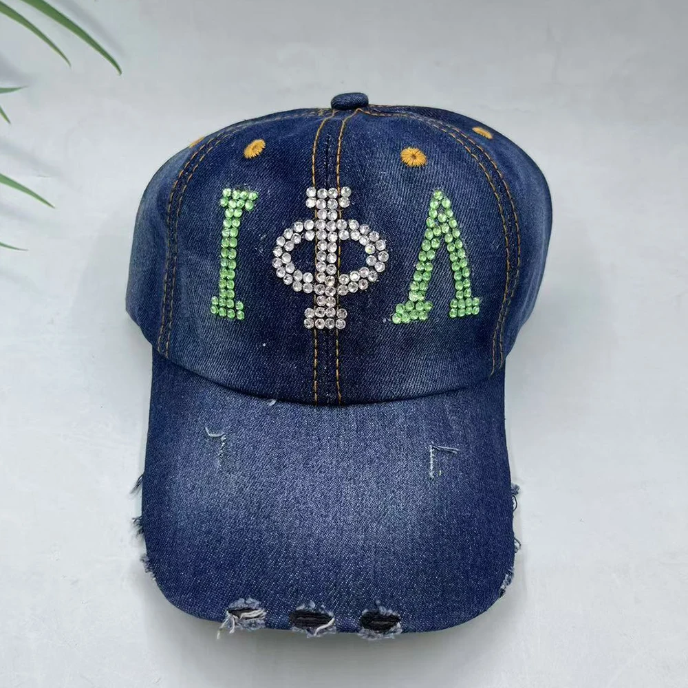 Iota Phi Lambda Greek logo letter rhinestone hat for sisters