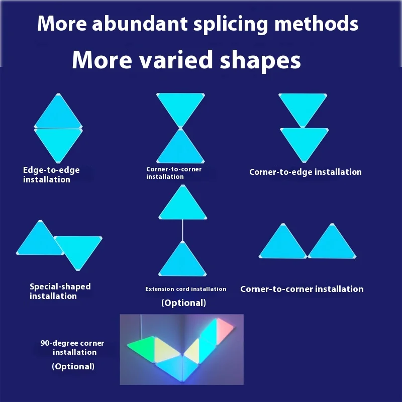 Ultra-Thin Smart LED Music Rhythm Light Panel - Triangular Modular Wall Lamp for Gaming Room RGB Ambiance, Bedroom Night Light