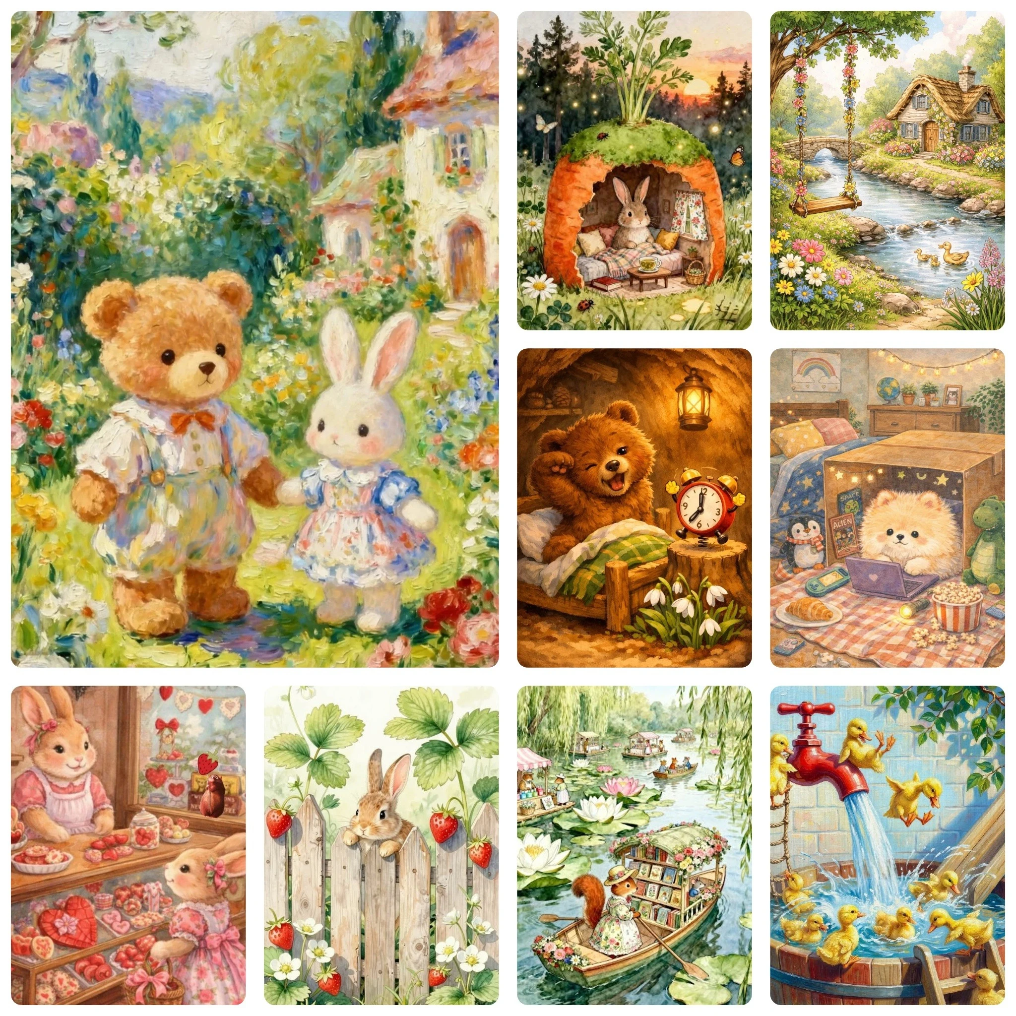 DIY Pastoral Animal Diamond Painting, Lovely Animal In Blooming Country Garden For Living Room Wall Decoration Exquisite Gift