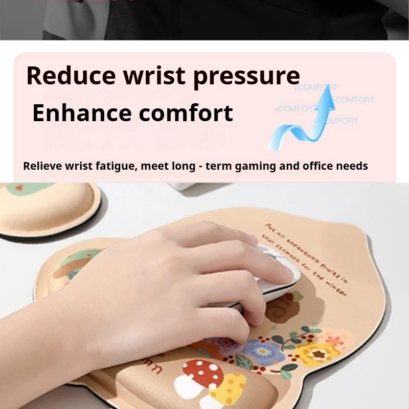 1 Piece Cute and Simple Flower-Squirrel Mouse Pad, Wrist Support for Computer and Office Use, Non-Slip Thickened Keyboard Wrist Rest, Stain-Resistant, Halloween and Christmas Gift