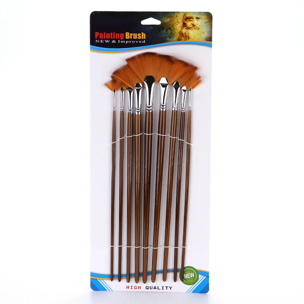 

9pcs Double Color Nylon Paint Brushes Set Fan Shaped Art Painting Tools For Beginners Professionals Painting Art Supplies