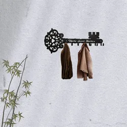 Vintage Wall Rack - Key Shape Metal Key Holder with 7 Hooks for Organization