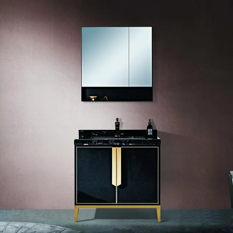 

Luxury hotel floor-to-ceiling bathroom vanity cabinet with sink