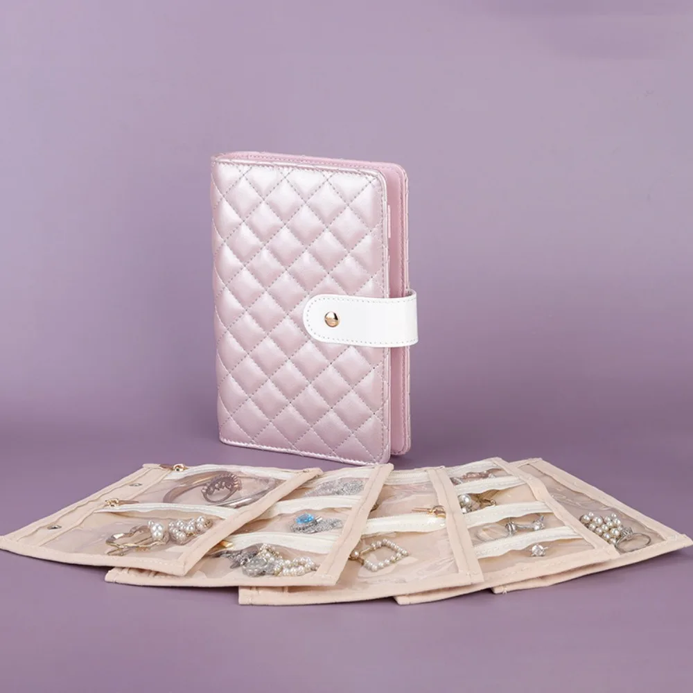 

New Foldable Jewelry Notebook Display PU Leather Jewelry Organizer Portable Convenient Travel Bag Bracelet Ring Necklaces