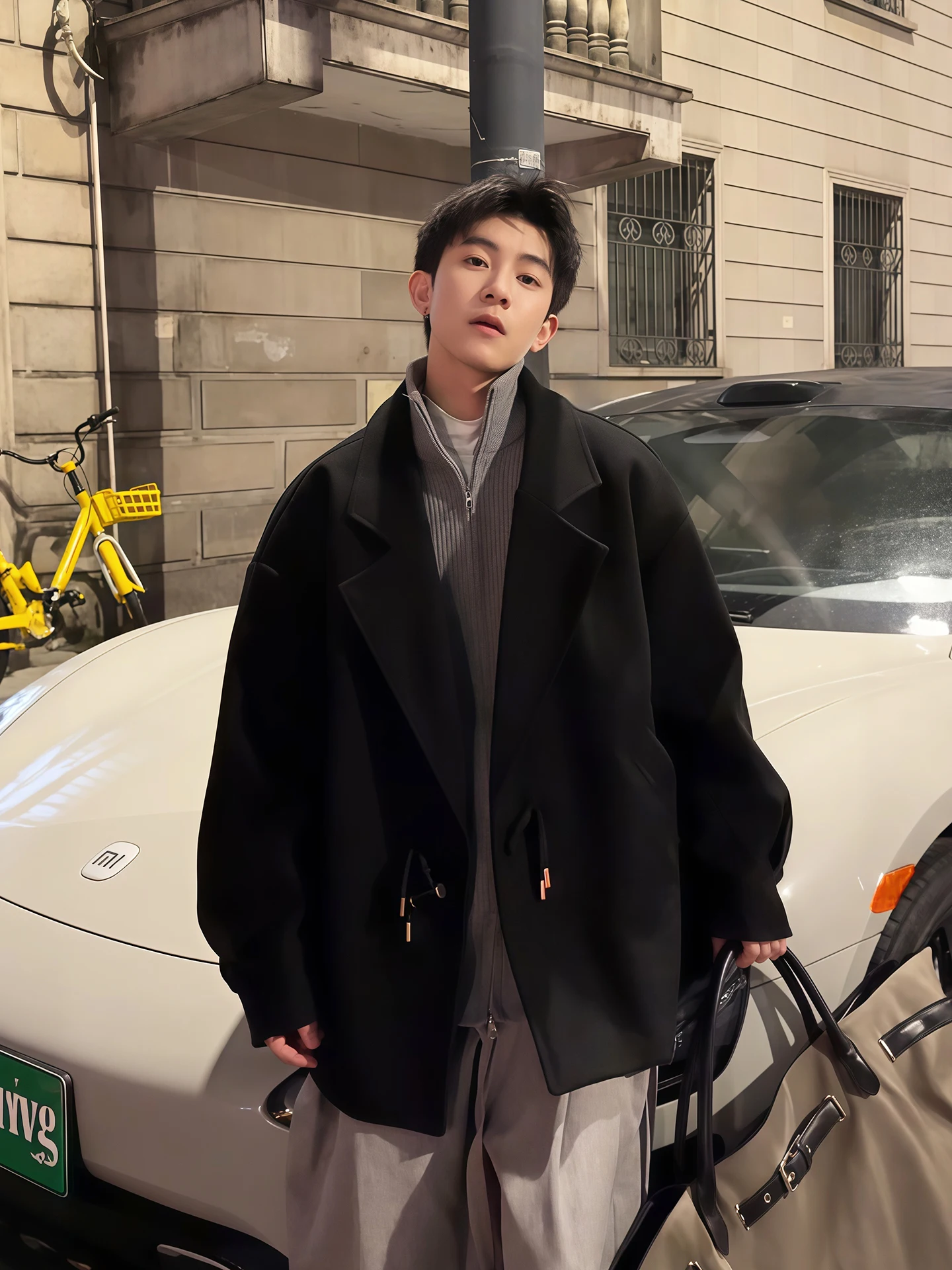 

Мужское шерстяное пальто Bla ort: осенне-зимнее, в корейском стиле, повседневное, элегантное, на пуговицах, теплое, комфортное, из полиэстера