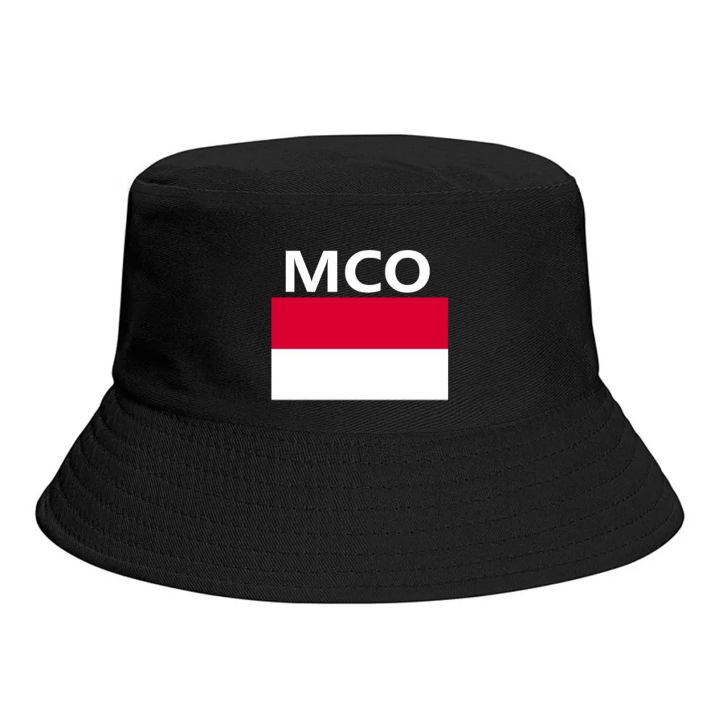 Monaco Flag Bucket Hats Print Cool Fans Sun Shade Simple Classic Outdoor Summer Fisherman Caps Fishing Cap