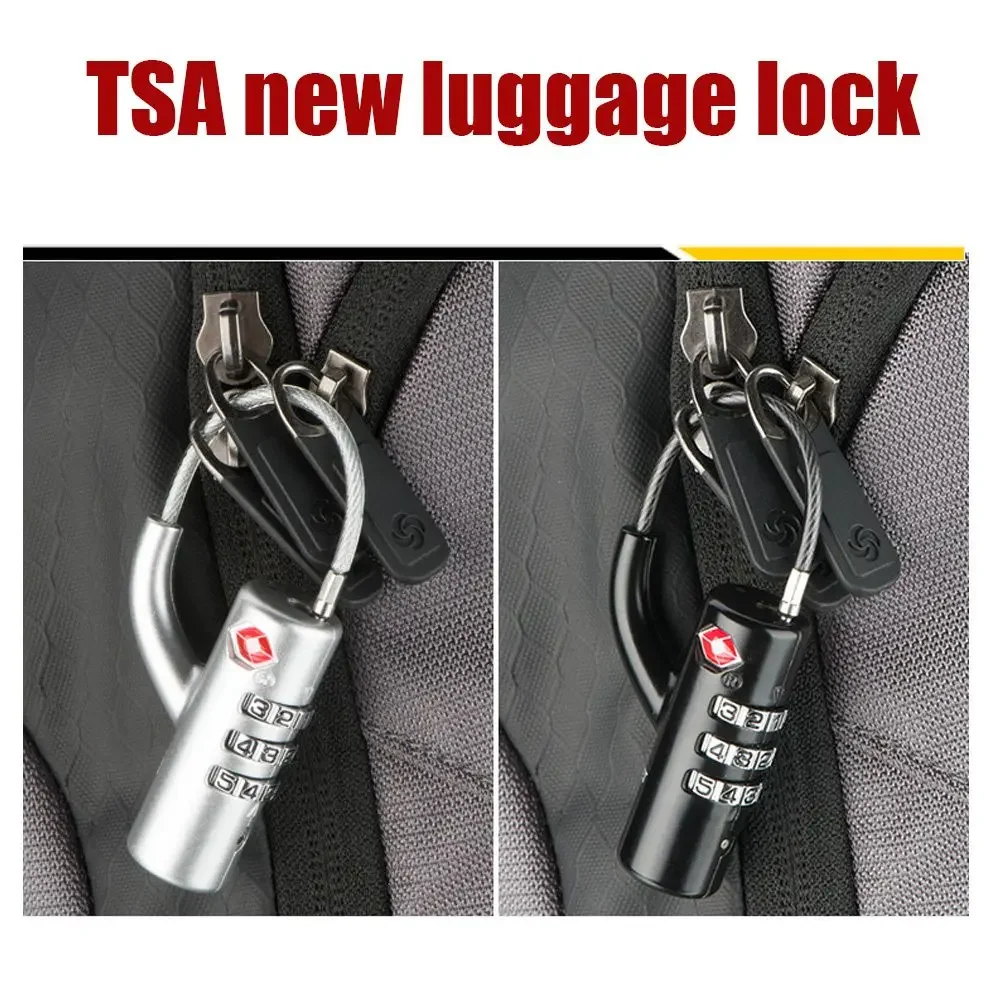 TSA Customs Luggage Lock Overseas Customs Clearance Trolley Luggage Suitcase Password Lock Padlock with Steel Cable Locks