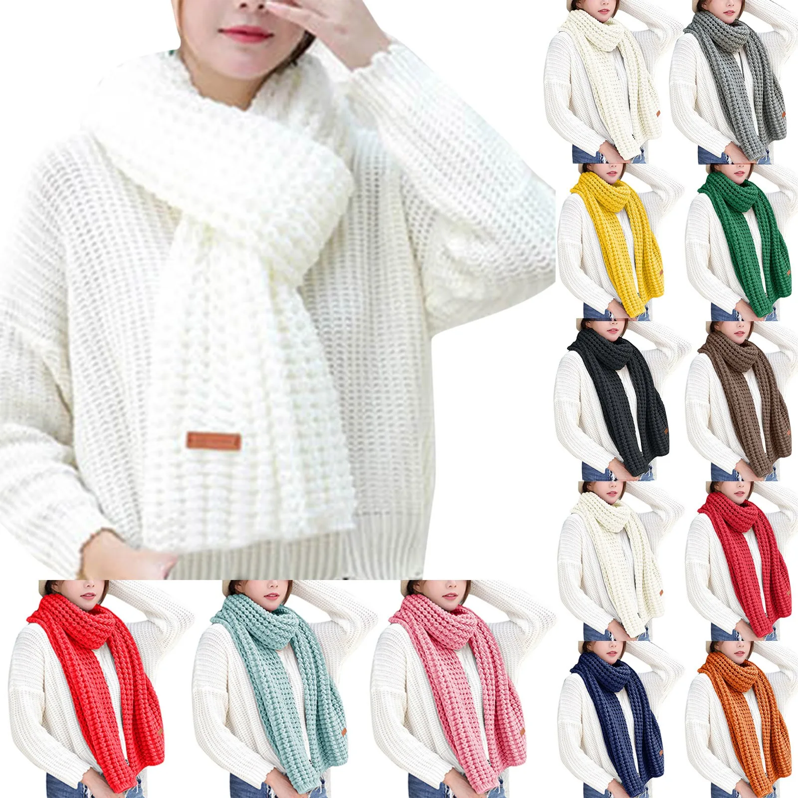 

Sweet Knitted Scarf For Women Girls Students New Autumn Winter Solid Color Warm Scarves Soft Shawl Female Wrap Shawls шарф