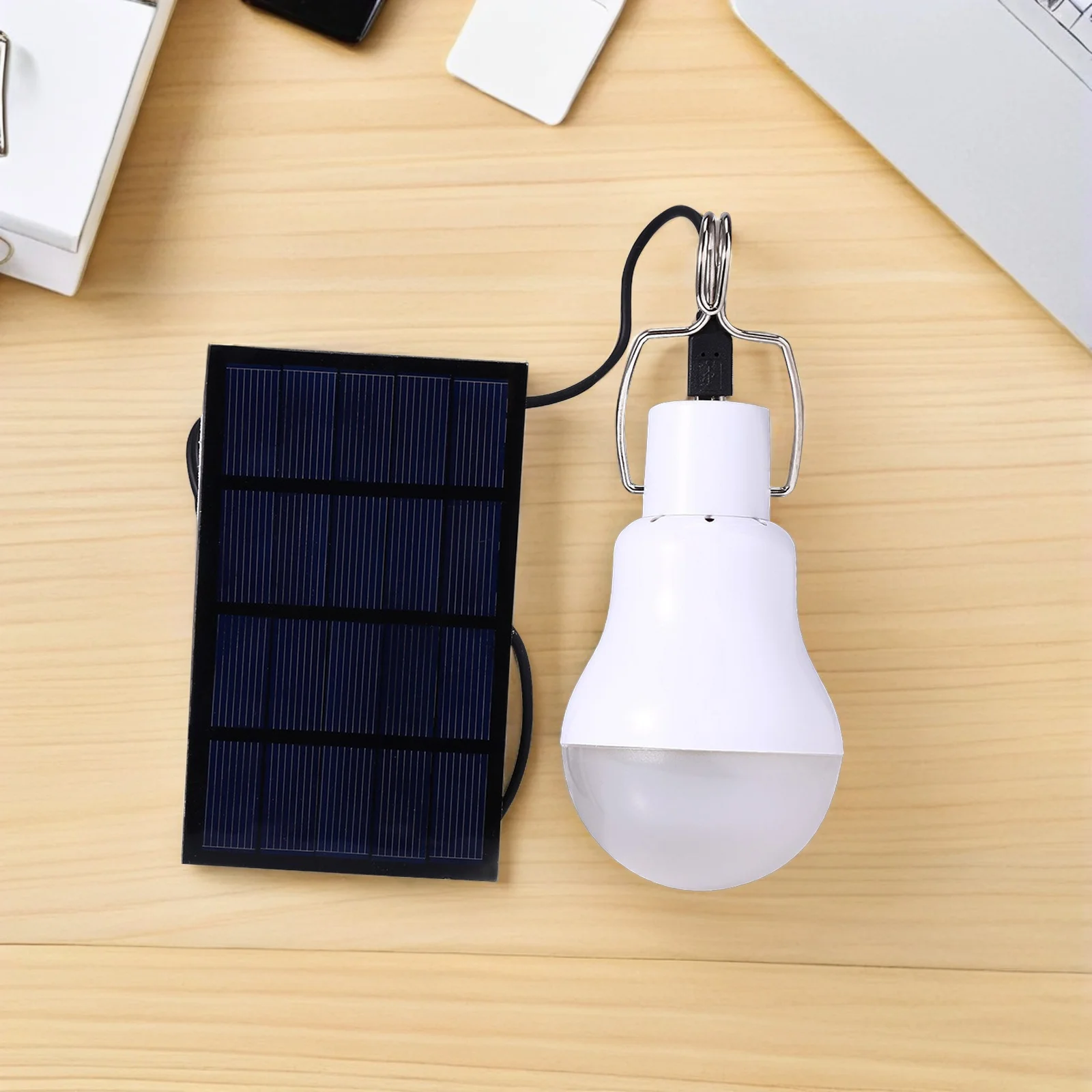 5V 15W solarbetriebene LED-Lampe, tragbare Außenleuchte, weiches Flimmern, energiesparende Solar-Nachtlampe für Camping-Lesung