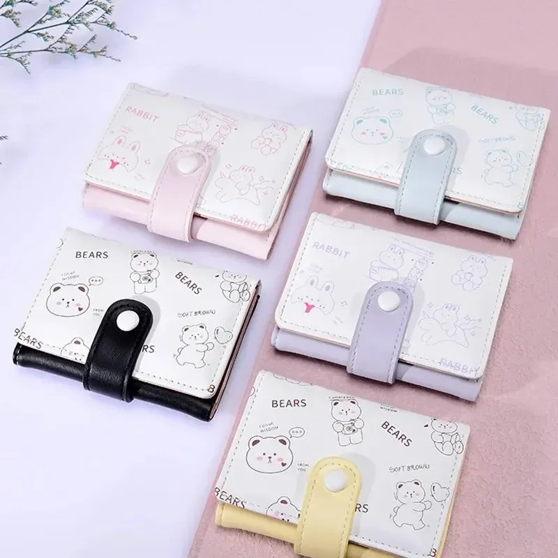 Girl Coin Pouch Tri-fold Cartoon Short wallet Cute Mini Women Wallet Bear PU Leather Credit Card Holder Wallets Money Bag Female