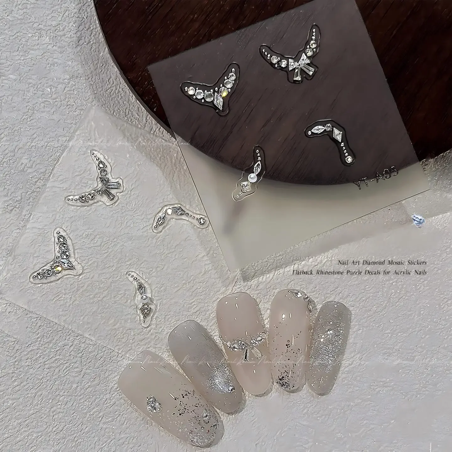 French Style Zircon Nail Stickers Luxury Rhinestone Elegant Diamond Inlay Self-Adhesive Finished Solid Rhinestone Nail Decals
