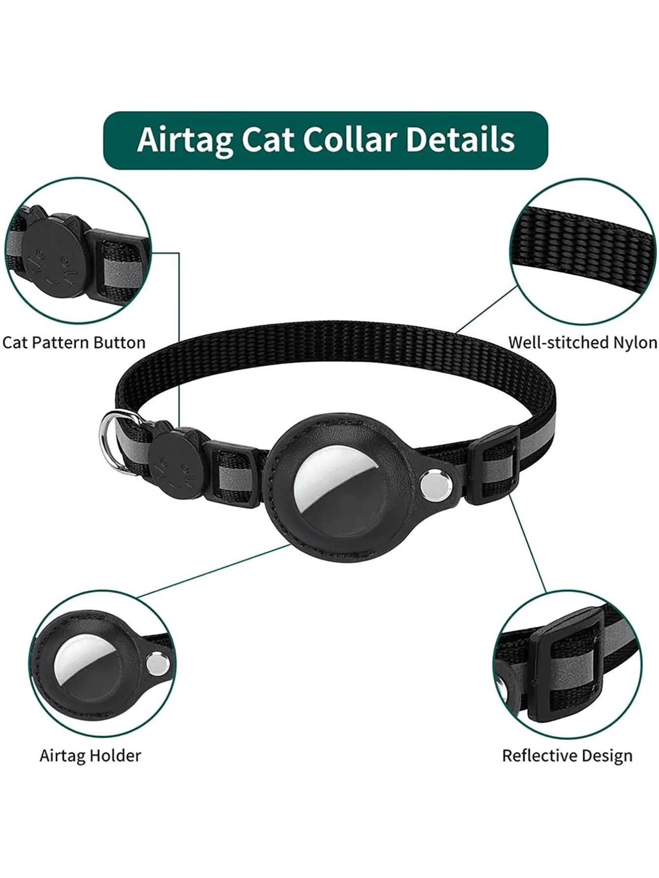Collar reflectante impermeable antipérdida para gatos con campana - imagen 4