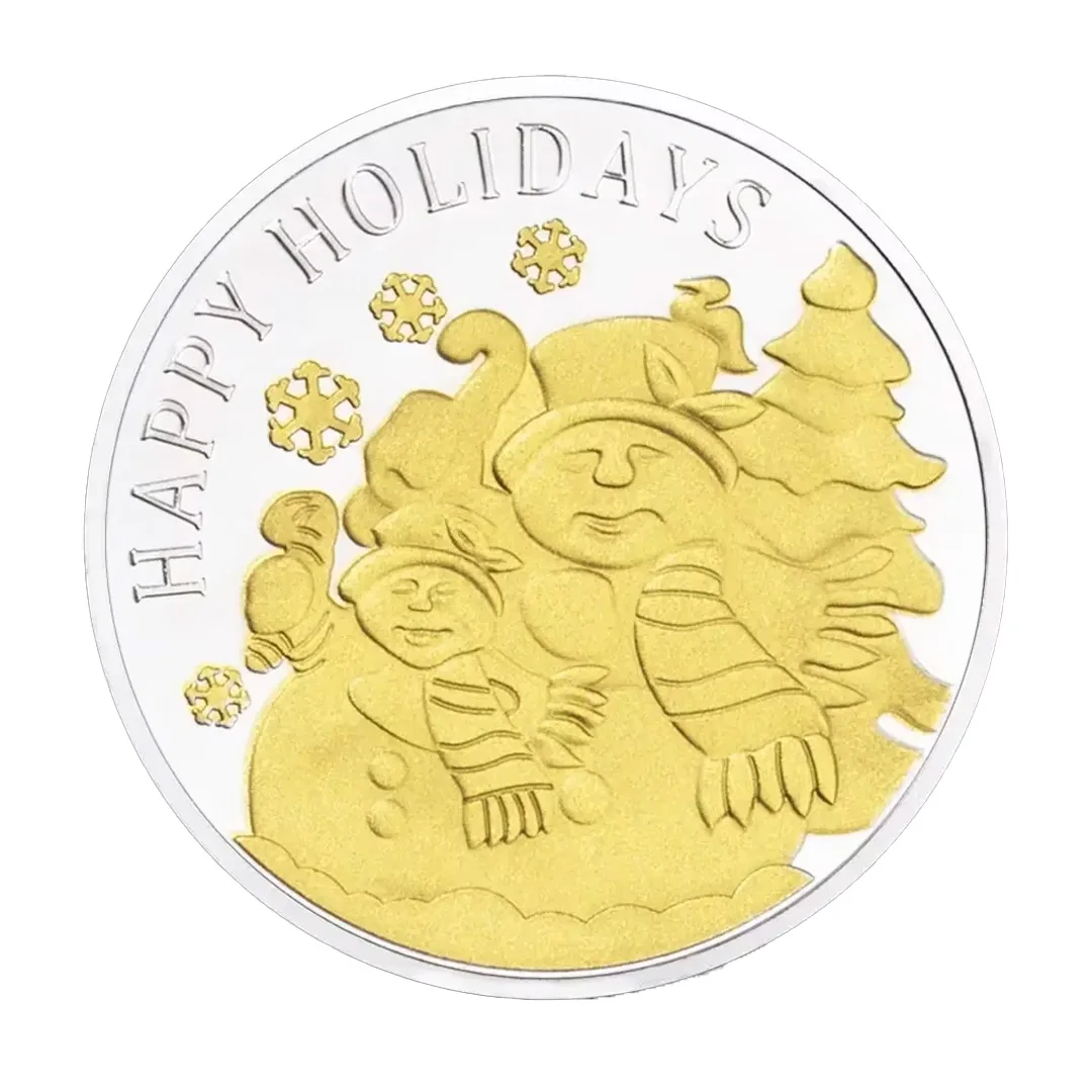 Merry Christmas Collection Coins Happy Holidays Santa Claus Snowman Commemroative Coin Festival Present for Kids