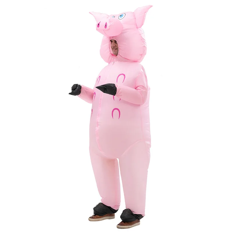 Mascot Cute Pink Big Eared Pig Inflatable Costume Halloween Carnival Cosplay Birthday Party Holiday Gift Cartoon Anime Doll Set