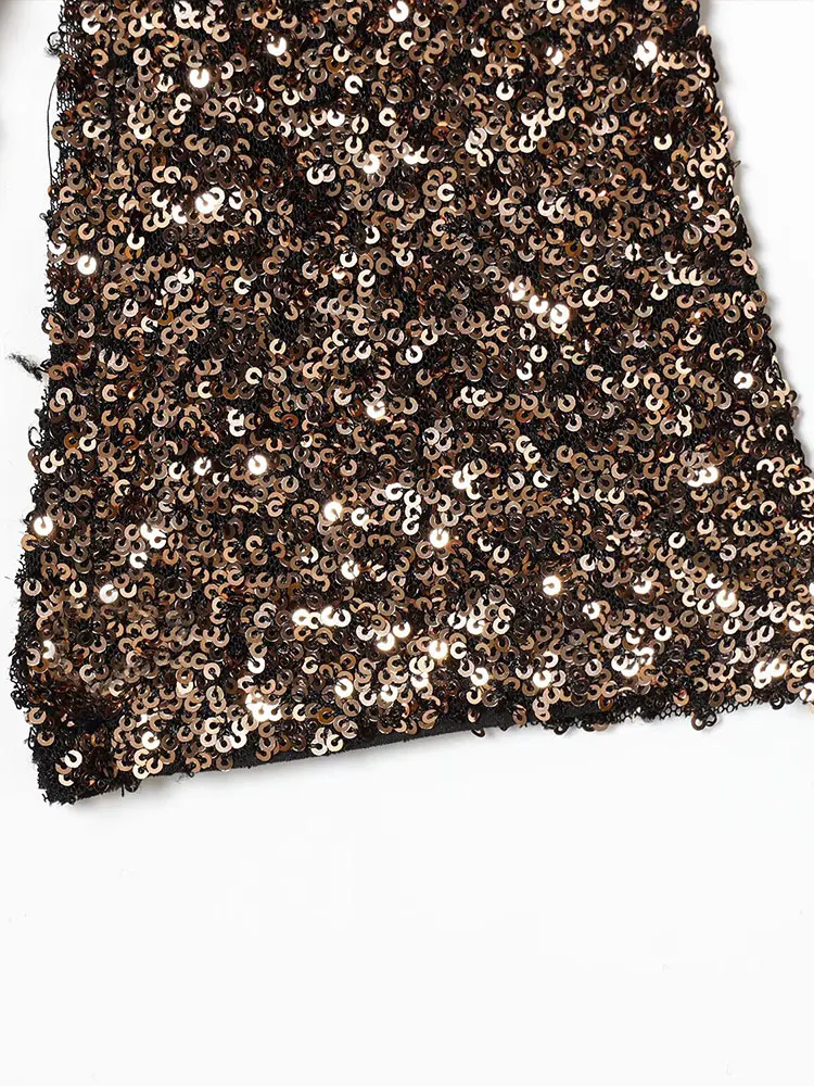 NLZGMSJ 2026 春 スパンコール セクシー パーティー ロングドレス レディース Vネック 長袖 スリム プリーツ ハイ スリット ドレス レディース イブニングドレス