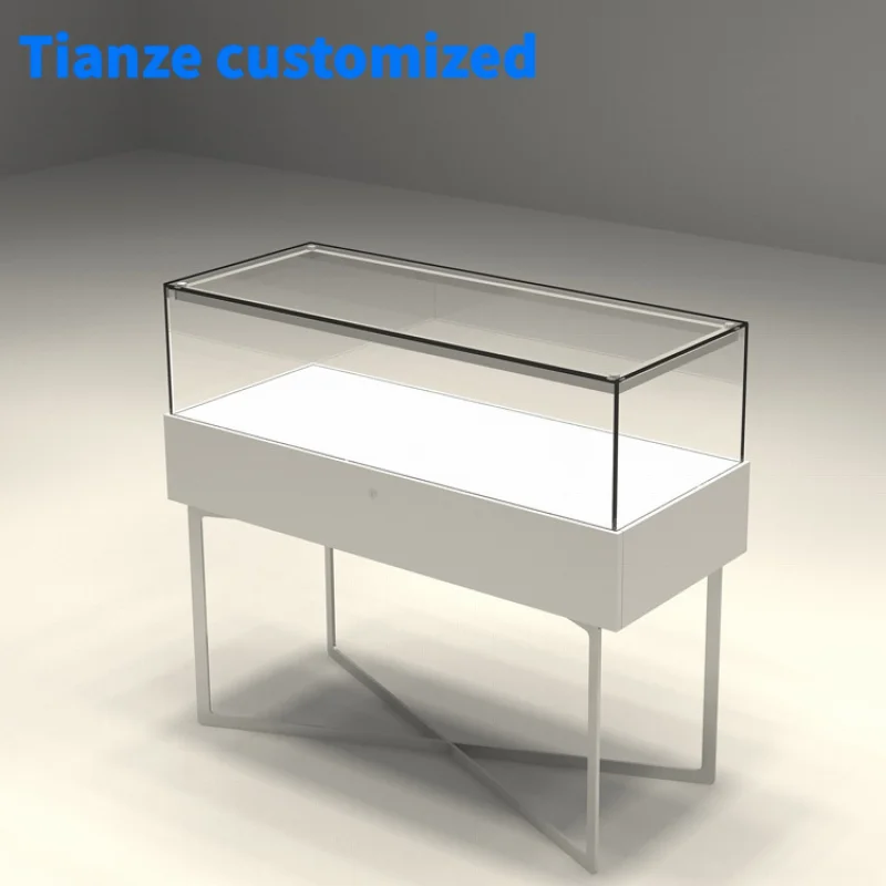 

[Customized]Simple design led light wood glass jewelry showcase jewelry store showcase