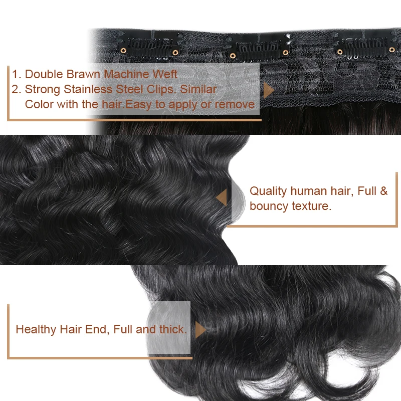 Body Wave Clip in Hair Extension Human Hair Clip in One Piece Brazilian Remy Hair Women Natural Seamless Extension Hair Clip 613