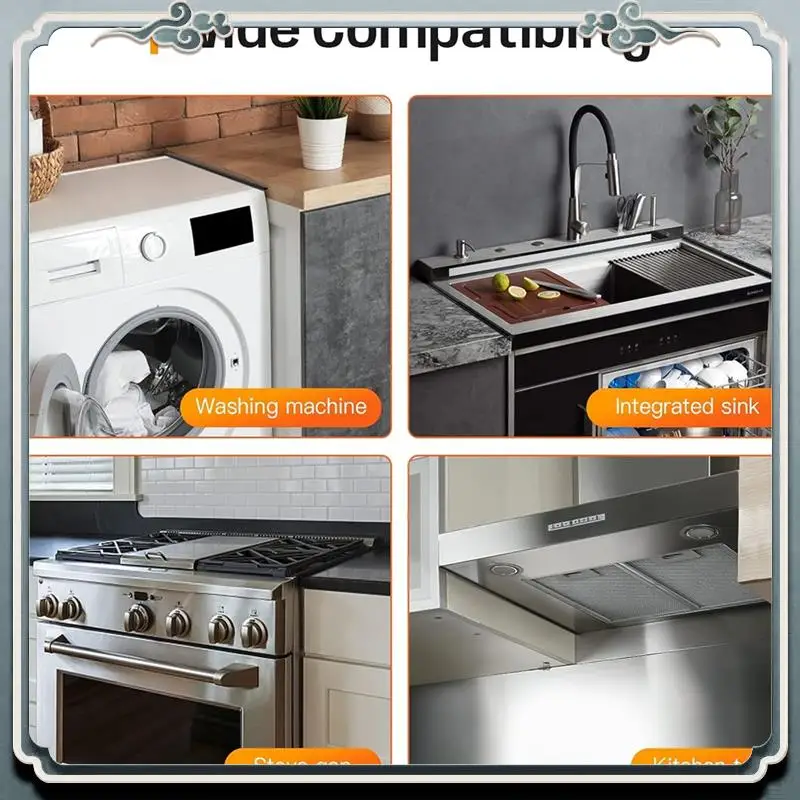 Durable 4 PCS Stainless Steel Stove Gaps Covers  Stove Gaps Filler Range Trim Kit Stove Gaps Guards Heat Easy To Clean 27.5 Inch