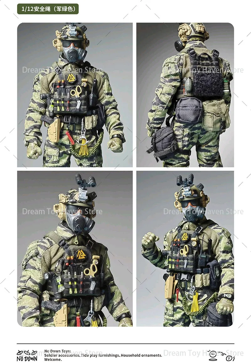 1/12 مقياس الجندي التكتيكية حبل حلقة تسلق نموذج المعدات العسكرية على ظهره ملحق Diy بها بنفسك 6 بوصة عمل الشكل الدمى #5
