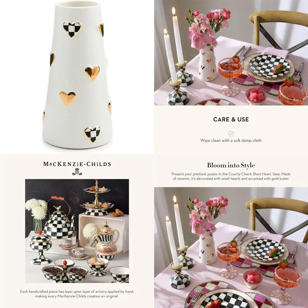 

Уникальная декоративная короткая черно-белая клетчатая керамическая ваза, идеально подходящая для домашних акцентов и стильных интерьера.