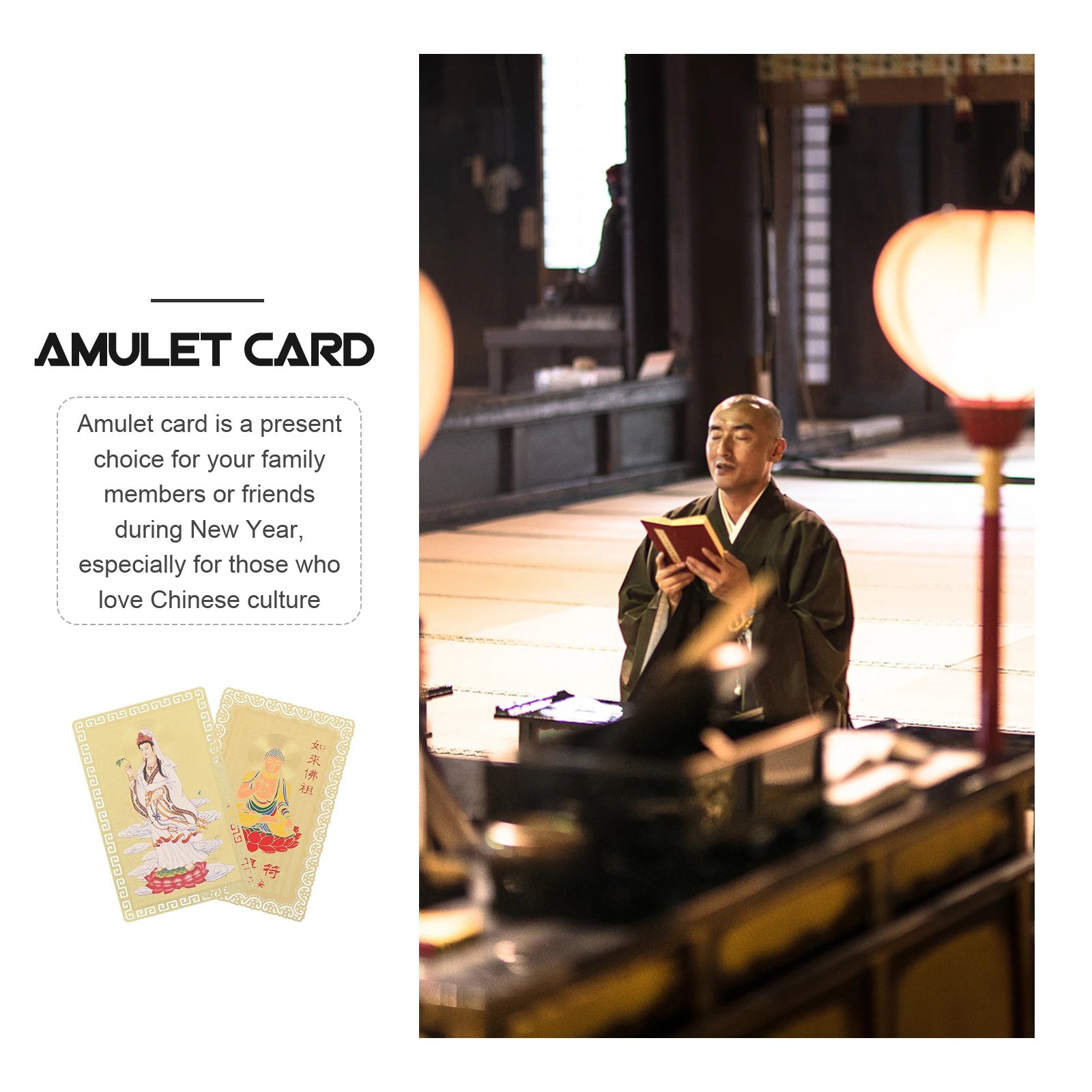 

2Pcs Chinese Style Amulet Card Metal Auspicious Decorative Ornament New Year Gift for Home Car Office Auspicious Cards