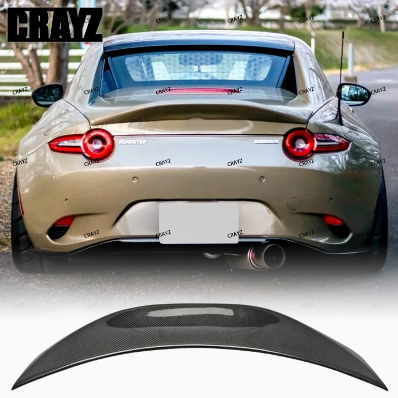 

For 2016-2023 Mazda MX5 Miata ND RF LMS Style Real Carbon Fiber Glass Duckbill Spoiler Trunk Wing Lip Racing GT AccessoriTrim