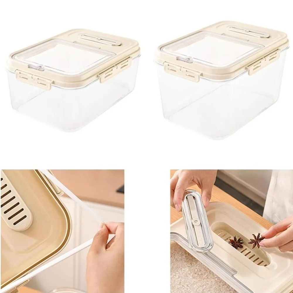 透明な米保存容器-防湿-大容量-密閉缶-密閉設計-厚みのある穀物保存箱