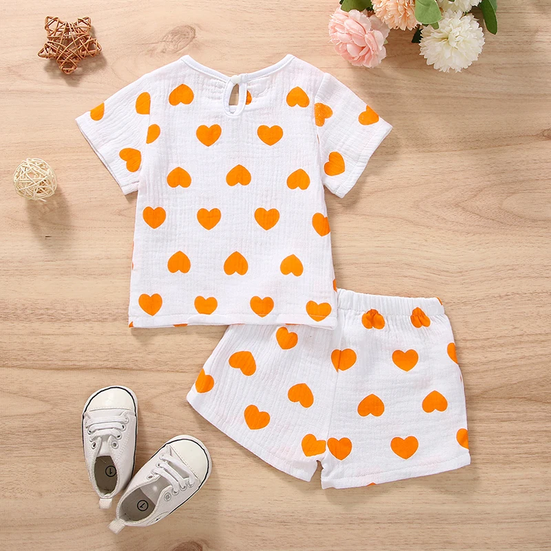 

2Pcs Baby Summer Set Cartoon Print Round Neck Short Sleeve Top Stretchy Shorts for Infants Toddlers 6 Months to 4 Years