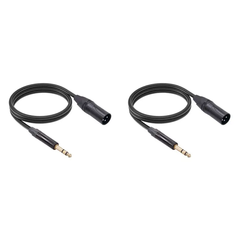 2Pcs 6.35Mm To XLR Jack Audio Cable 6.35Mm (1/4In) Male To 3 PIN XLR Male Balanced Interface Cable 1 Meter