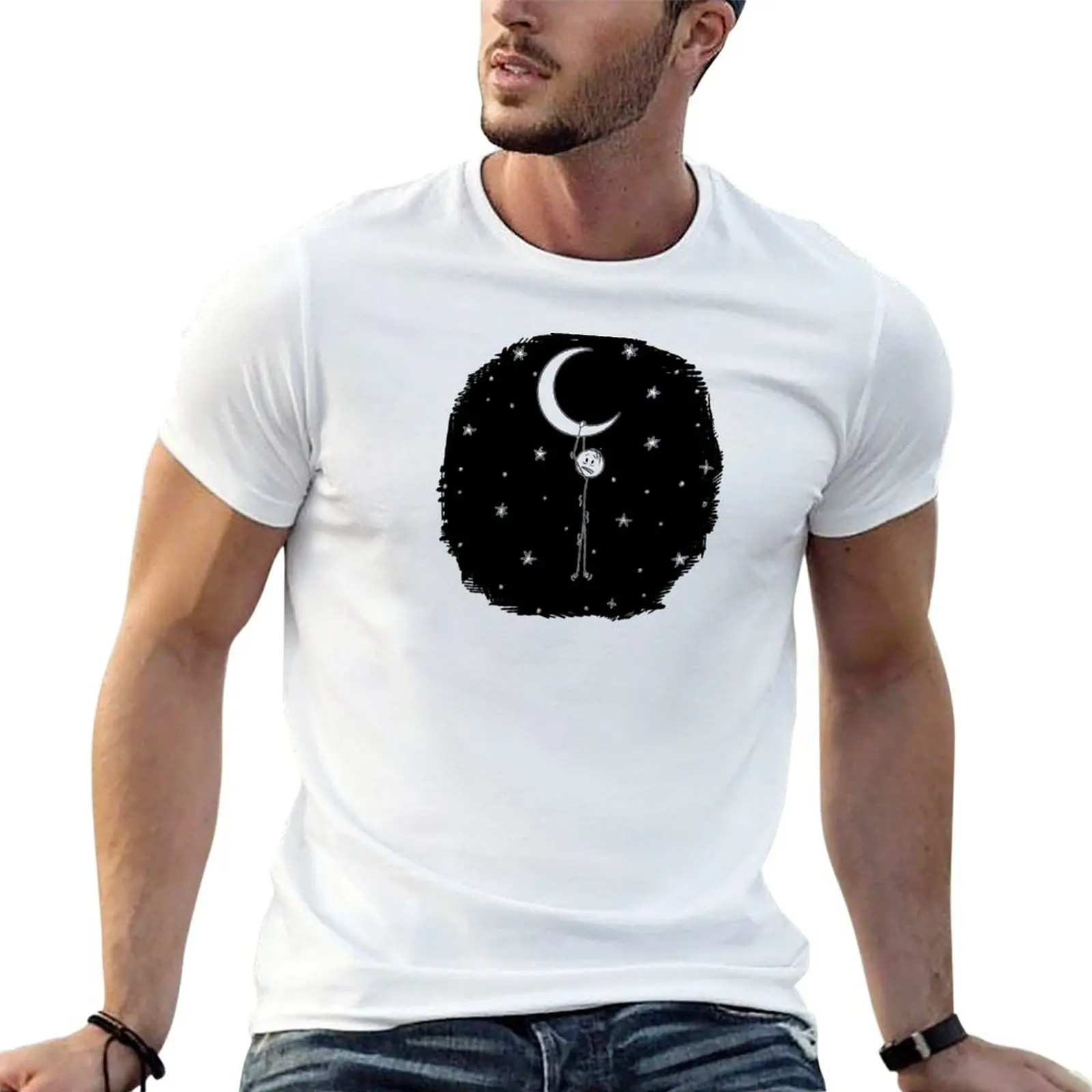 man in the moon T-Shirt t shirt for man black cotton t-shirt plain for man package printed t shirts for T-shirt