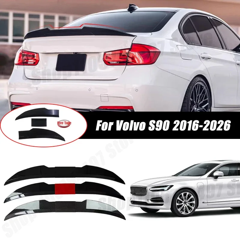 3pcs Sedan Rear Trunk Spoiler For Volvo S90 2016-2026 Adjustable DIY Modified Trunk Spoiler Automotive Accessories