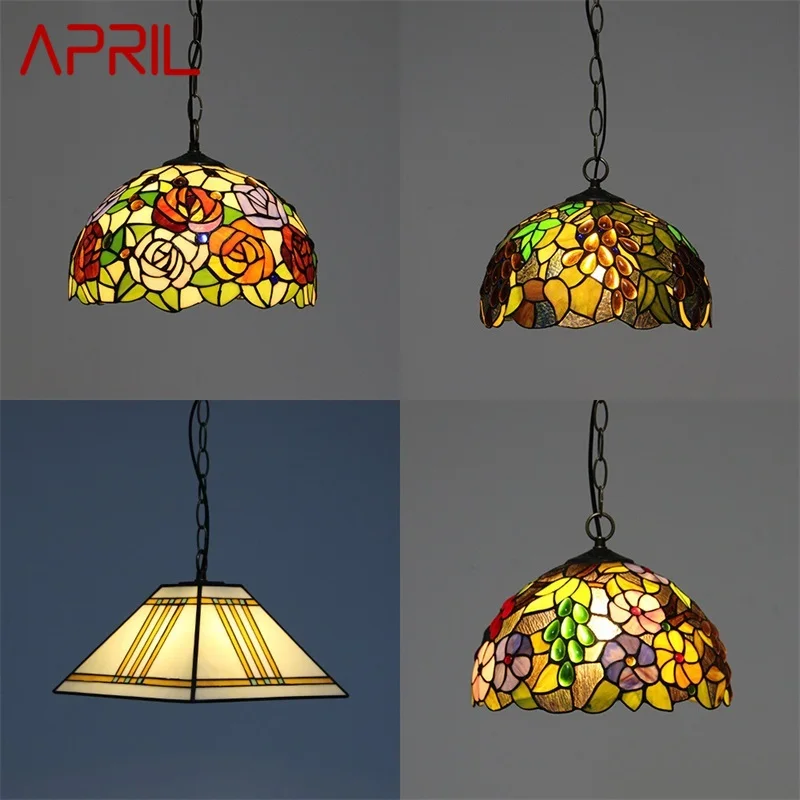 

APRIL Tiffany Pendant Light Contemporary Creative Colorful Lamp Fixtures Decorative For Home Dining Room