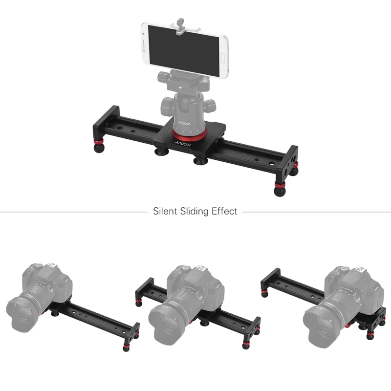 Andoer 50cm/20inch Aluminum Alloy Camera Track Slider Video Stabilizer Rail for DSLR Camera Camcorder DV Film Photography