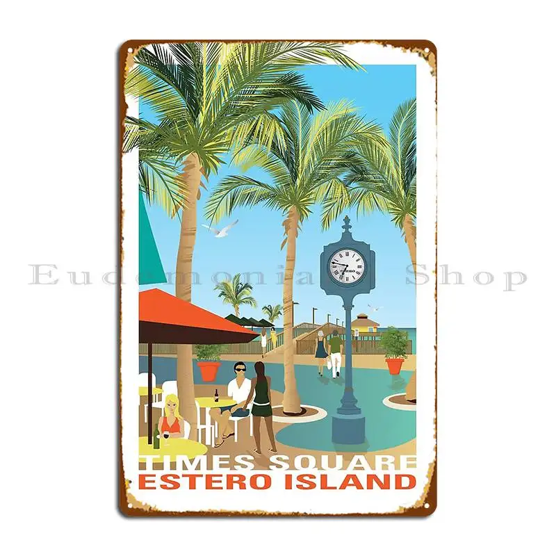 Fort Myers Beach Pier Times Square Estero Island Dygdon Metal Sign Pub Printing Wall Decor Party Wall Pub Tin Sign Poster