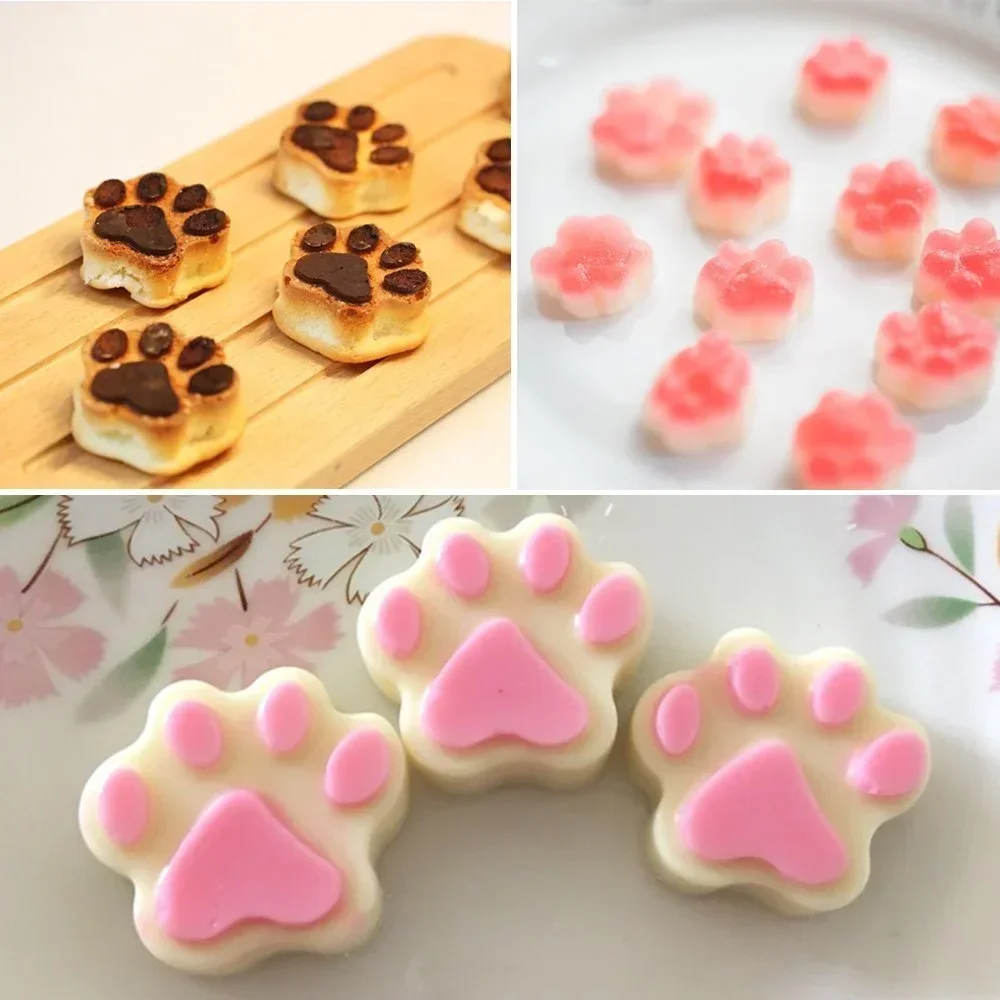 Food Grade Silicone Paw Print Mold, DaKuan Set of Reusable Dog Cat Animal Paw Ice Candy Chocolate Baking Mold，Silicone Mold